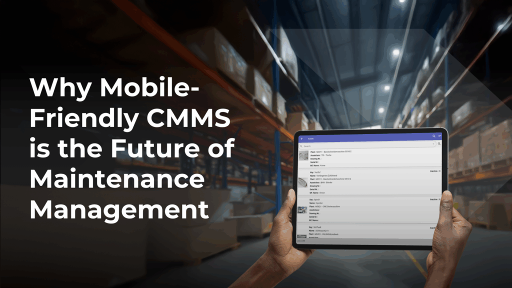 Worker using Mobile CMMS in Stock